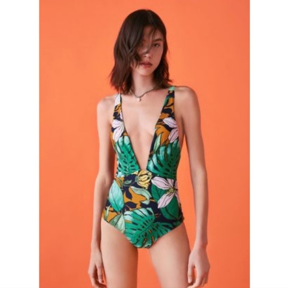 NWOT Zara printed one piece swimsuit - Picture 1 of 4